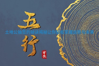 土地公抽签的秘诀揭秘让你轻松掌握运势与未来