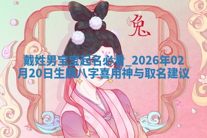 2026年02月19日萧姓女宝宝起名必读：八字喜忌用字详解